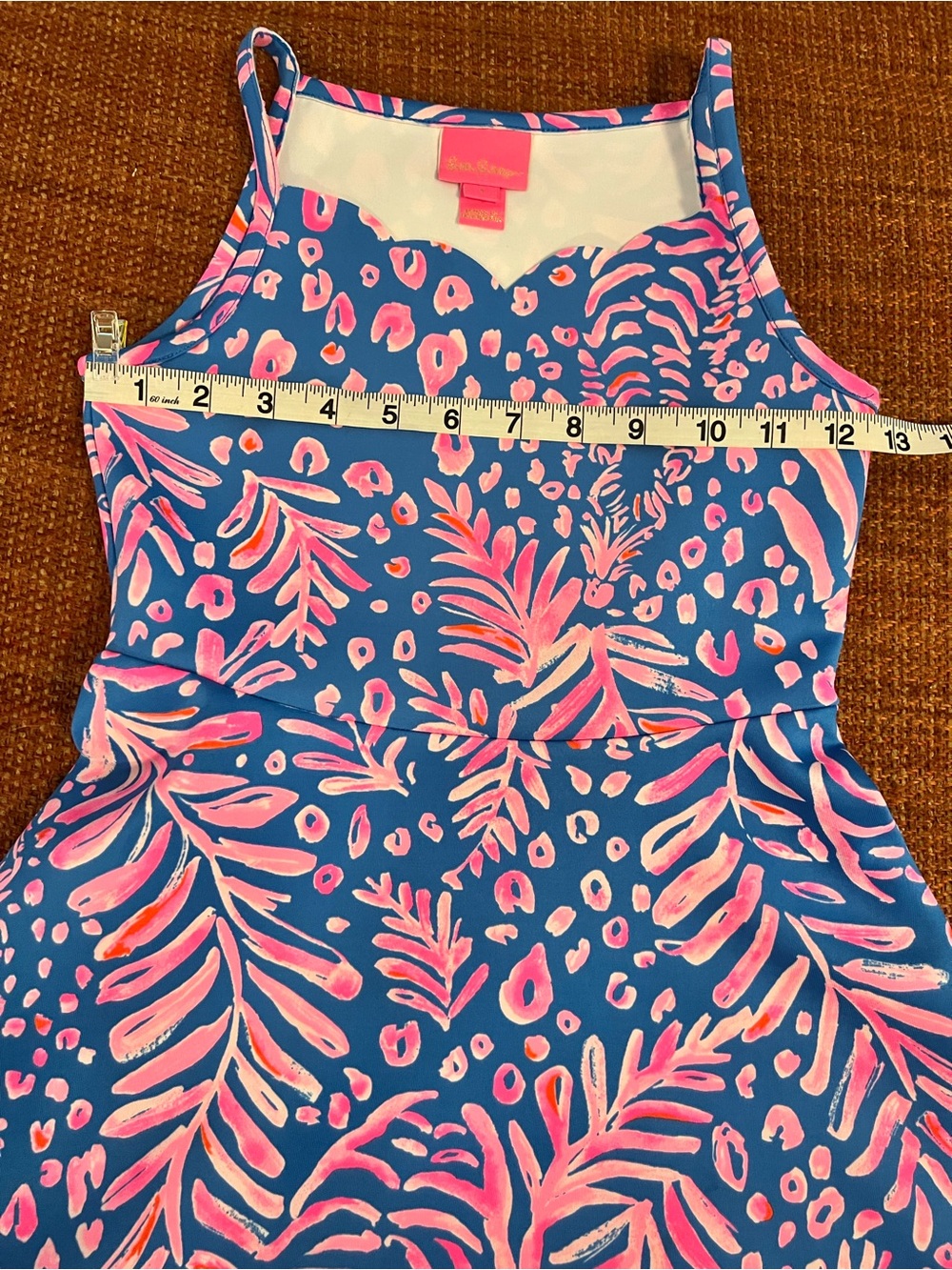 Lilly Pulitzer Girls Breelyn Blue and Pink Twirl Scallop top Dress Size 8 - Picture 3 of 10